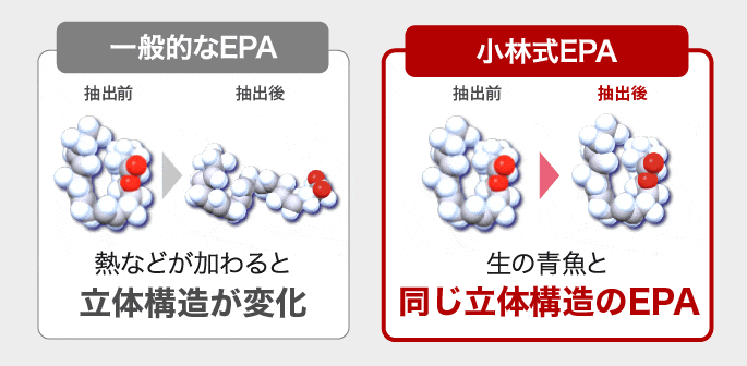 一般的なEPAと小林式EPA 立体構造の比較